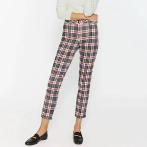 NEW J McLaughlin Size 6 Yara Pant Winthrop Plaid Cream Black Red Festive